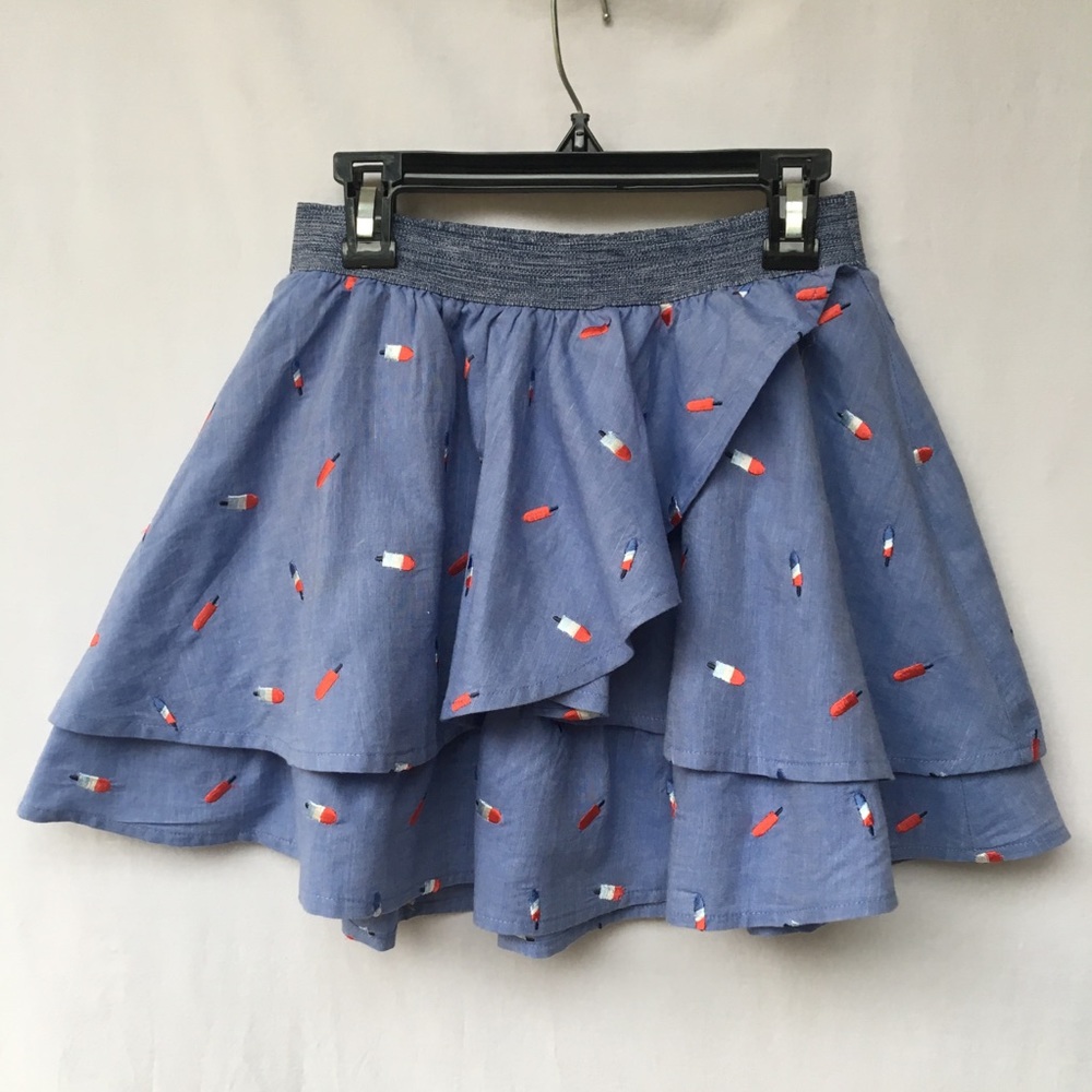 EUC Cat & Jack  R/Wh&Bl  Summer Skirt Sz 10-12